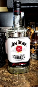 Empty Glass Jim Beam Bourbon Liquor Bottle - Picture 1 of 1