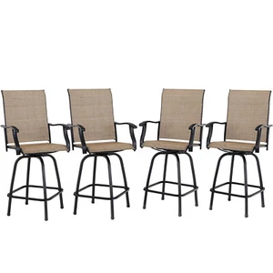 Patio Bar Stools Set of 4 Swivel Barstools Bar Height Chair Outdoor Dining Chair - Picture 1 of 14