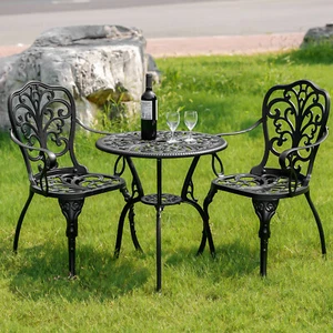 PATIO-IN  Cast Aluminum 3 Piece Bistro Set Outdoor Patio Bistro Set for Backyard - Picture 1 of 6