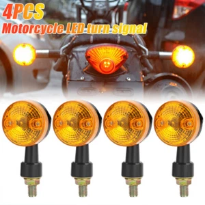 4X Señales de giro de motocicleta Intermitente Luz Negro Ámbar para Yamaha Kawasaki Honda - Imagen 1 de 11