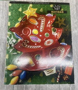 Clay Art Navidad Christmas Tree Chip N Dip Appetizer Platter 2004 - Picture 1 of 4