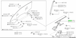 Conjunto regulador, ventana puerta derecha para: Nissan Skyline R33 GTR BCNR33 95-98 - Imagen 1 de 1