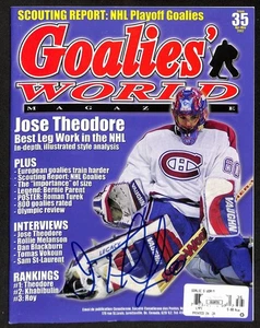 José Theodore Montreal Canadiens Firmado 2002 Goalies World Magazine JSA 196860 - Imagen 1 de 2