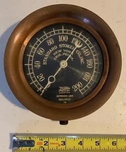 Antique TRAIN GAUGE ASHTON VALVE Co Standard Stoker Co. New York Erie, Penna. - Picture 1 of 7
