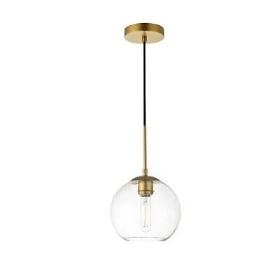 Living District Baxter 1 Light Pendant, Brass/Clear, 7.9" - LD2206BR - Image 1 of 4