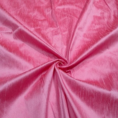 Flamingo Pink Dupioni Fabric: Faux Dupioni Silk Gown & Curtain Material - Image 1 of 4