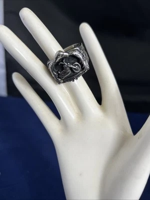 PATRIOTIC AMERICAN BIKER Men’s Ring HD Chopper Eagle US Flag Size 12. - Image 1 of 4