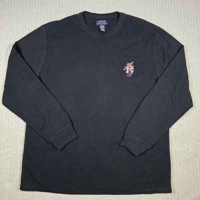 Polo Ralph Lauren Ropa de Dormir Térmica Waffle Tejido Camisa Hombres Talla 2XL Negro Oso de Esquí Foto 1 de 4