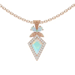 Edelstein Blatt Anhänger für Damen, antiker Opal Anhänger Drachenform Halskette - Bild 1 von 20