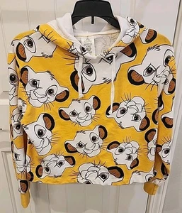 Felpa con cappuccio Disneyland Re Leone bianca e gialla maglione piccolo adulto ritagliato - Foto 1 di 4