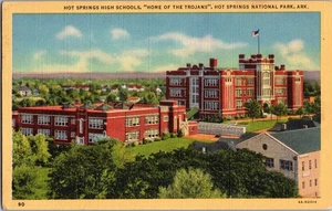 Postkarte Hot Springs High School Hot Springs Arkansas Leinen gestempelt 1954 - Bild 1 von 2