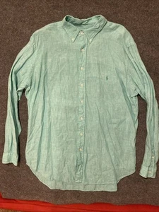 Camisa Ralph Lauren 100% Lino Para Hombres XLT Verde Verano Playa Navegación Preppy - Imagen 1 de 12