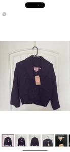 Maglione cardigan scialle maglia piccolo cavo nero Juicy Couture vintage nuovo con etichette - Foto 1 di 5