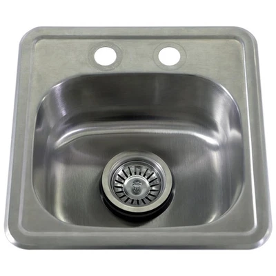 Fregadero de barra desplegable de acero inoxidable con clasificación para exteriores BBQGuys Signature 15 X 15 Foto 1 de 2