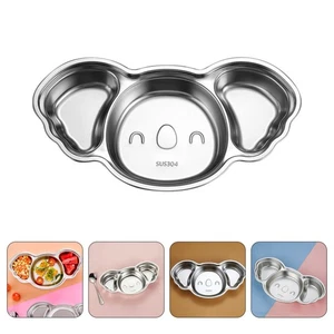  Cartoon Divided Plate Baby Toddler Dish Kids Stainless Steel Plates - Afbeelding 1 van 12