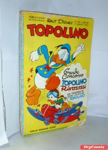 TOPOLINO - N. 240 - 3 LUGLIO 1960 Mondadori-Disney FUMETTO + BOLLINO E FIGURINE - Foto 1 di 3