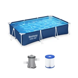 Bestway Steel Pro 9 Fuß 10 Zoll x 6 Fuß 7 Zoll x 26 Zoll rechteckiges oberirdisches Pool-Set mit... - Bild 1 von 8