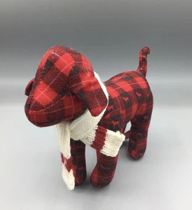 Victoria's Secret PINK Red & Black Plaid Dog Plush Holiday Scarf Collectible - Picture 1 of 4
