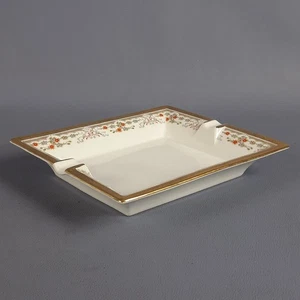 Posacenere Porcellana Limoges France Oro Zecchino Decorato Fiori Vintage Xx Sec. - Imagen 1 de 13