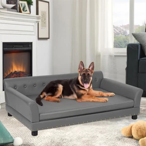 Comfort Dog Sofa Bed Anti-scratch Wear Microfiber Leather Lounge Pet Furniture - Picture 1 of 18