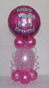 DISPLAY DECORAZIONE TAVOLO PALLONCINO ETÀ 21 - 21° COMPLEANNO - ROSA - Foto 1 di 2