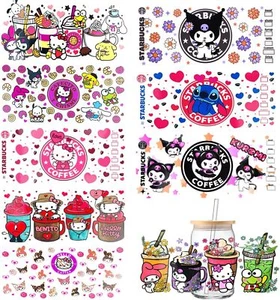 UV DTF Cup Wrap Transfer Stickers for Glass, 9 Sheets Rub on Style 3  - Picture 1 of 7