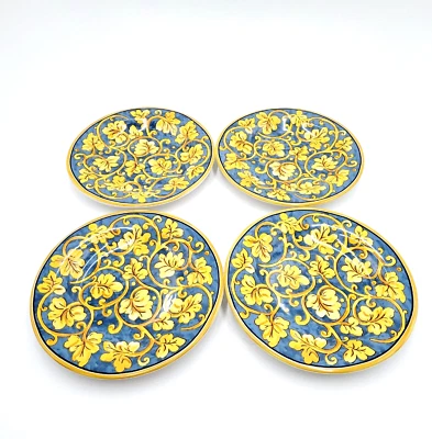 Williams Sonoma Palermo Platos de Ensalada 9" Amarillo y Azul Juego de 4 NUEVO Foto 1 de 3