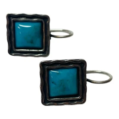 Silpada Sterling 925 Silver Square Framed Turquoise Earrings W1527 - Image 1 of 4