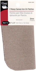 Dritz 55245-9AC  Iron-On Heavy Canvas Patches 5"X5" 2/Pkg-Stone - Picture 1 of 1