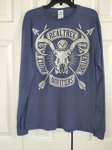 Realtree Outfitters Long Sleeve T-Shirt Tee Blue Skull Hunting Delta Mens Large - Picture 1 of 7
