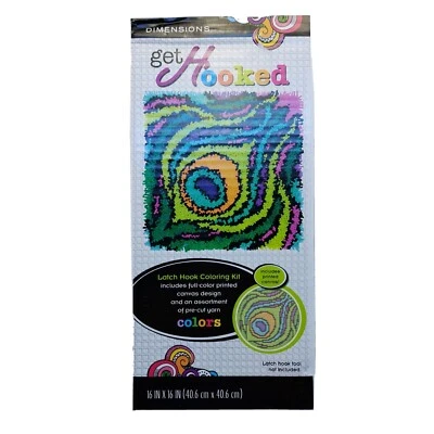 Dimensions get Hooked "Colorful Feather" Latch Hook Craft Kit 16" x 16" - Image 1 of 3