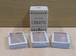 CANASTA DAL NEGRO VTG SET OF THREE PLAYING CARD DECKS SEALED WITH BOX - Picture 1 of 13