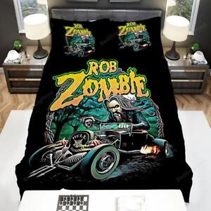 Rob Zombie Driving Hell Hound Car Art Quilt Duvet Cover Set Bed Linen