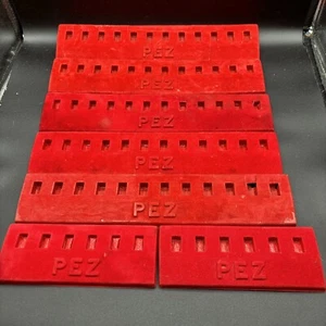 Pez Vintage 1970's No Feet Dispenser Red Felt Displays Lot Of 7 - Picture 1 of 15