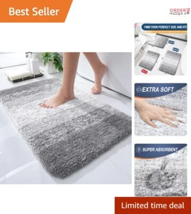 Bathroom Rug Microfiber 24x16 Soft Washable Non-Slip Quick Dry Bath Mat Grey - Picture 1 of 9