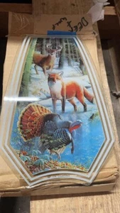 OK LIGHTING TOUCH LAMP REPLACEMENT GLASS 1 Panel Turkey Fox Deer - Picture 1 of 2
