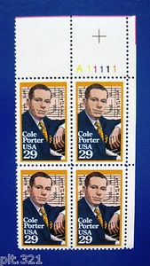 Sc # 2550 ~ Plate # Block ~ 29 cent Cole Porter Issue (gi12) - Picture 1 of 1