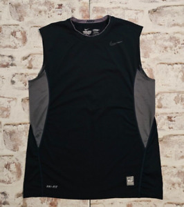 Nike Pro Combat Shirt Adult Large Black Gray Hypercool Dri Fit Tank Mens