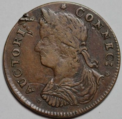 1787 Connecticut Colonial Copper Coin, Draped Bust Left - Image 1 of 4