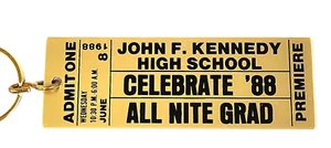 John F Kennedy High School 1988 All Nite Grad Celebrate '88 GT Metal Keychain - Picture 1 of 9