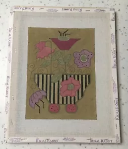 REDUCED AGAIN! VTG Floral Hand Painted Needlepoint Canvas - 18 Ct. - Picture 1 of 2
