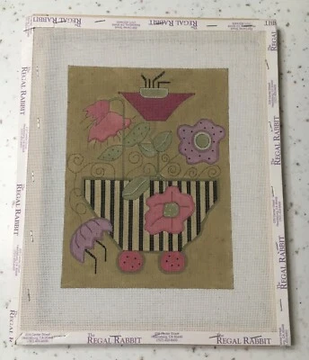 REDUCED AGAIN!  VTG  Floral Hand Painted Needlepoint Canvas - 18 Ct. - Image 1 of 2