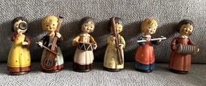 6 Vintage Anri Girl Band Figurines – Italy – Wood Carved - 3.5” - Picture 1 of 10