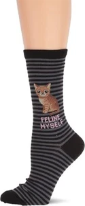 Hot Sox Women's Play on Words Novelty Casual Crew Socks Black 4-10 - Picture 1 of 1