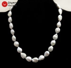 14mm Oval Coin Natural Gray Pearl Chokers Necklace for Women Jewelry 17" nec6498 - Picture 1 of 6