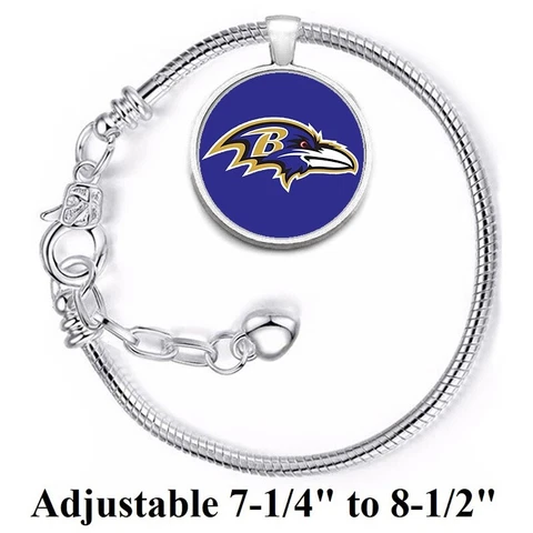 Baltimore Ravens Silver Women's Link Bracelet w Gift Pkg D10 Cover