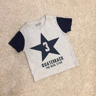 Zara Boys Quaterback The Real Star Short Sleeve T-Shirt Size 6 - Image 1 of 4