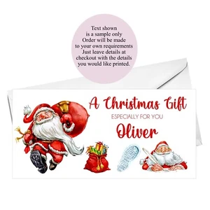 Christmas Money/Gift/Voucher Wallet with Envelope Personalised Handmade Santa - Picture 1 of 2