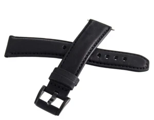 Movado Bold 18mm Women's Black Genuine Leather Black Buckle Watch Band 1190 - Picture 1 of 3