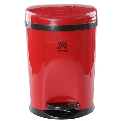 10 L Round Pedal Garbage Can, 3 Gallon Plastic Foot Operated Trash Bin, Red - Image 1 of 4